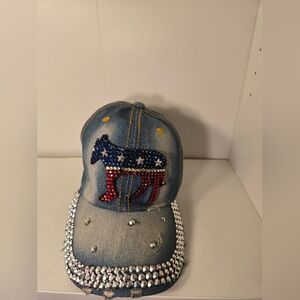 Embellished Denim Hat with Star Design
